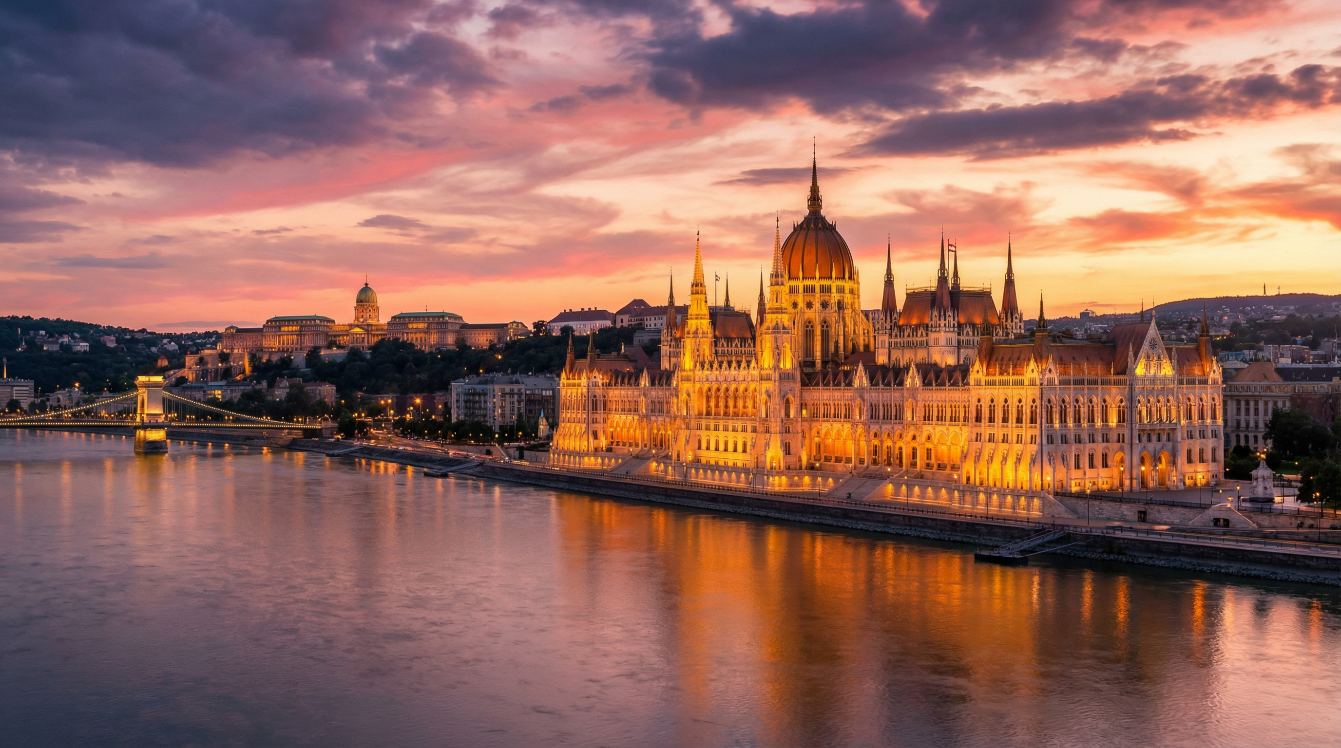 Budapest Parliament at sunset